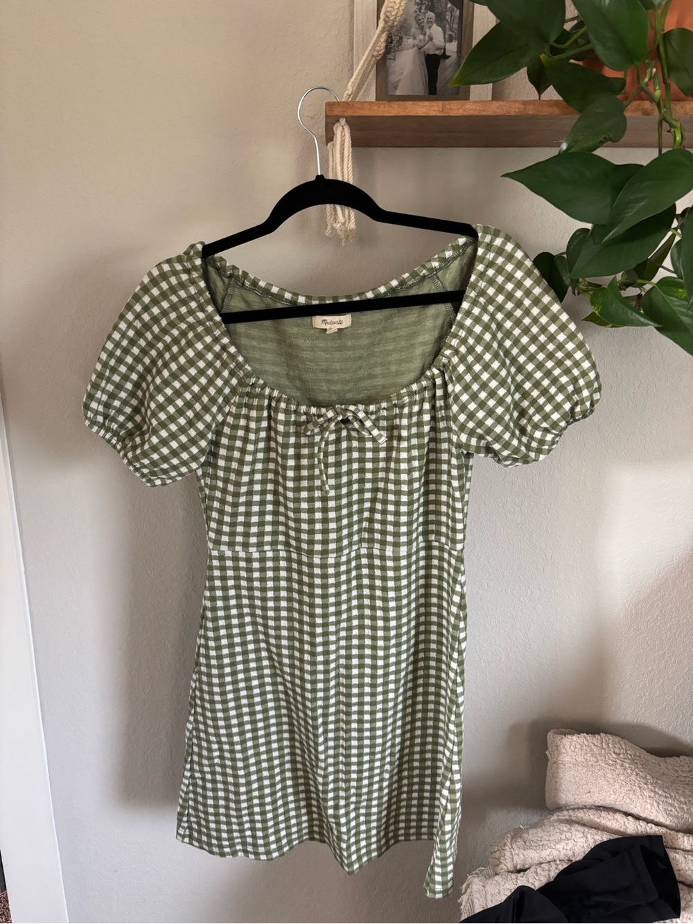 Madewell Jacquard Puff Sleeve Gingham Dress - Size XS